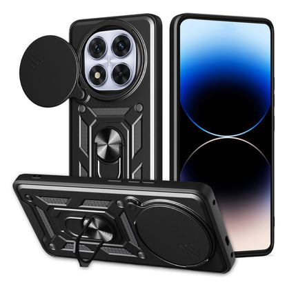 Black sliding cover TPU+PC phone case with camera cutout and kickstand ring