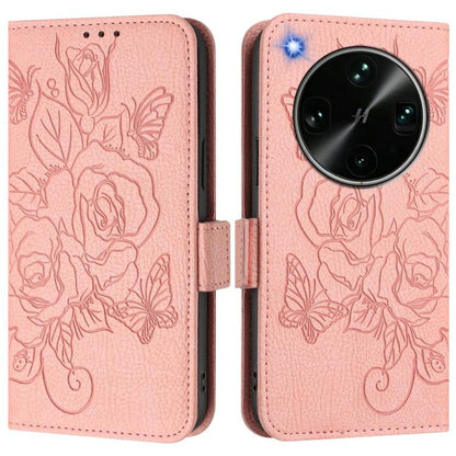 Pink embossed floral RFID phone wallet case with magnetic flap.