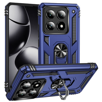 Shockproof TPU+PC phone case with holder, blue rugged armor with camera cover