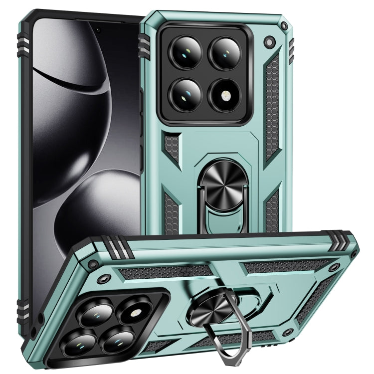 Shockproof TPU+PC phone case with holder, dark green rugged armor with camera cover
