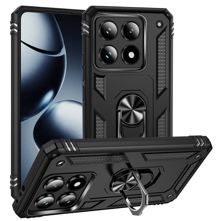 Shockproof TPU+PC phone case with holder, black rugged armor with camera cover