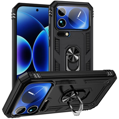 Shockproof phone case with kickstand, black TPU/PC, rugged bumper corners