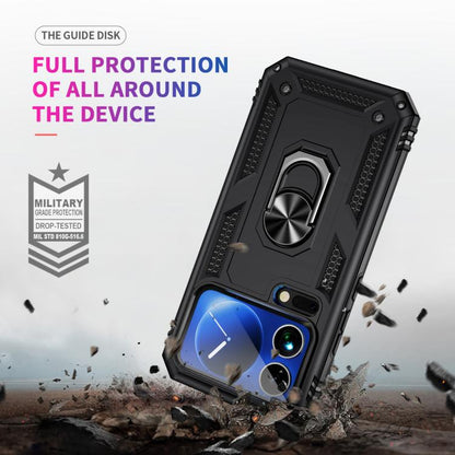 Shockproof TPU + PC phone case with ring kickstand, full-coverage armor design.