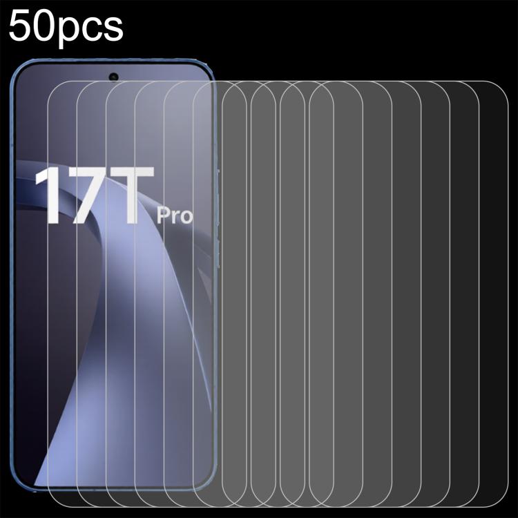 Curved-edge 2.5D tempered glass screen protector set, 50-pack sheets