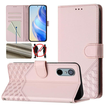 Light pink embossed leather flip phone case with stand and card slots