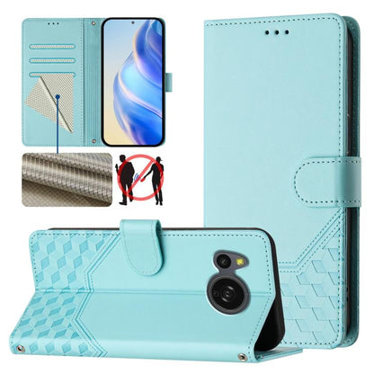 Light blue embossed leather flip phone case with stand and card slots