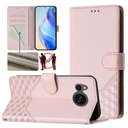 Pink embossed leather flip phone case with stand and card slots