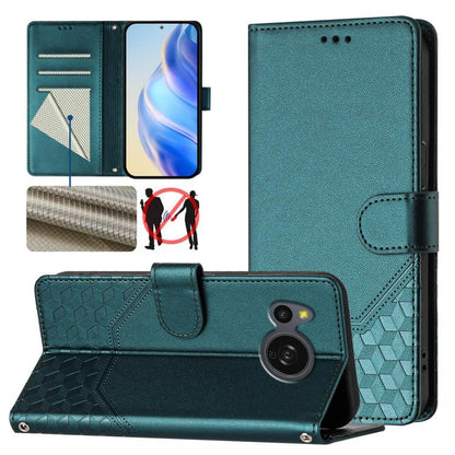 Teal embossed leather flip phone case with stand and card slots