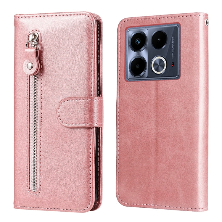 Light pink wallet phone case with zipper pocket, flip cover, and card holder