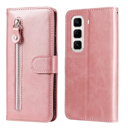 Rose pink leather zipper wallet phone case with flip cover and camera cutout
