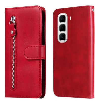 Red leather-style phone case with zipper and flip wallet cover