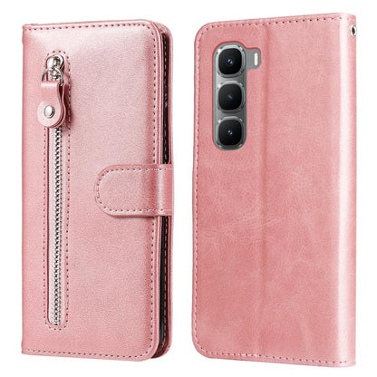Pink leather phone case with vertical zipper and card-slot flap, magnetic closure