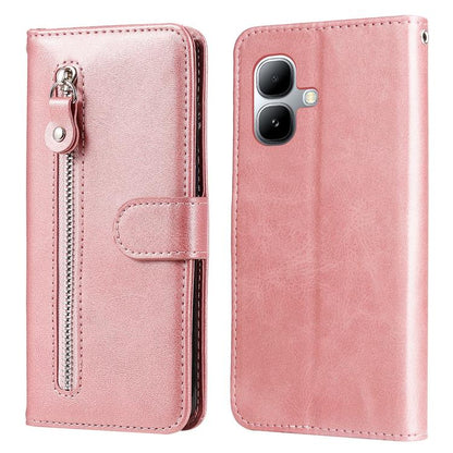 Pink leather phone case with side zipper and folio card holder flap