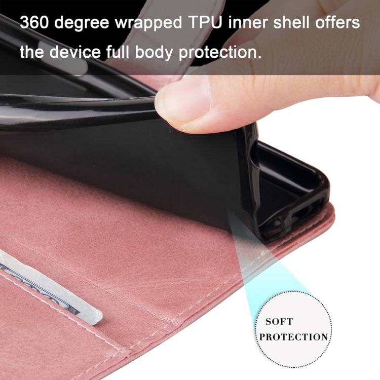 Rose pink leather phone case showing smooth inner lining for protection
