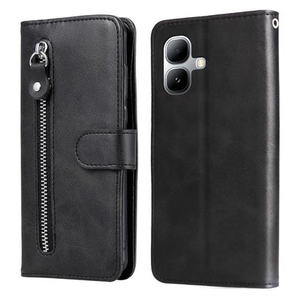 Black leather phone case with side zipper and folio card holder