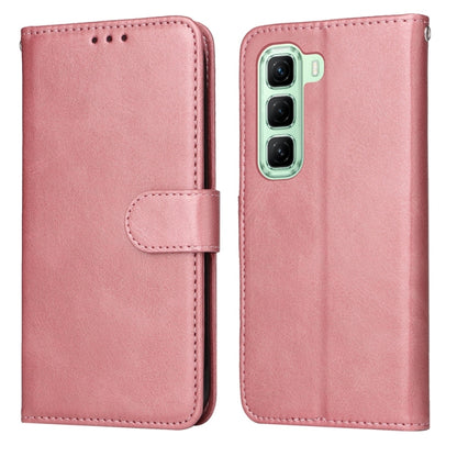 Calf-texture flip leather phone case, rose pink, with front flap and magnetic strap