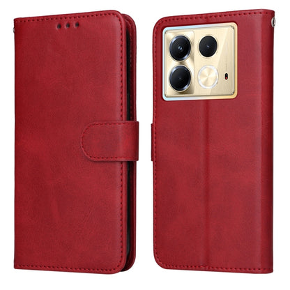 Red flip leather phone case with textured finish; folio cover and camera cutout