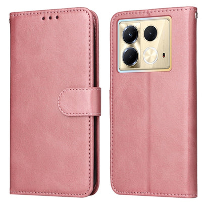 Rose pink flip leather phone case with textured finish; folio cover and camera cutout