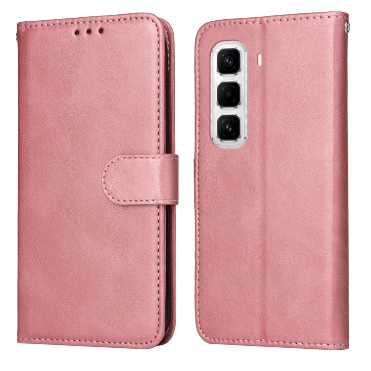 Calf-texture flip leather phone case, light rose, with front cover and camera cutout