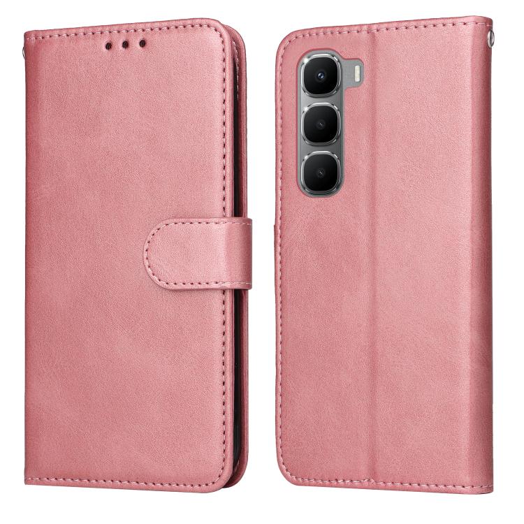 Rose pink flip leather phone case with folio flap and magnetic strap, camera cutouts