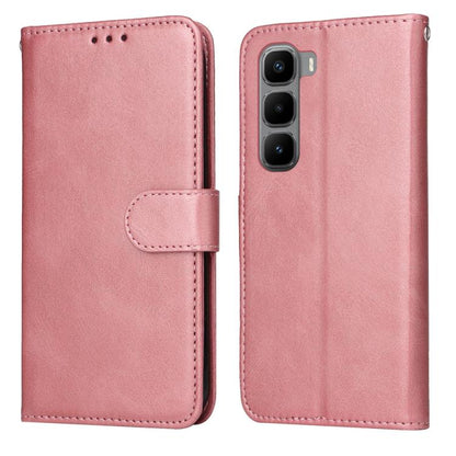Rose pink flip leather phone case with folio flap and magnetic strap, front and back view