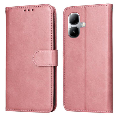 Rose pink flip leather-texture phone case with card slot and stitched closure tab