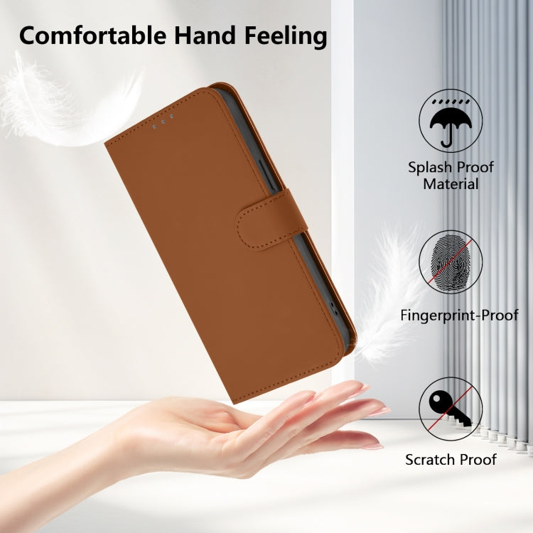 Brown leather phone case with wrist lanyard, fingerprint-proof and scratch-proof