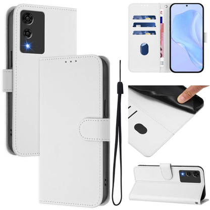 White leather phone case with lanyard, front wallet flap, card slot