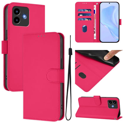 Pink leather phone case with lanyard strap and foldover cover