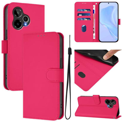 Pink leather phone case with lanyard, folio wallet with card slots and magnetic flap