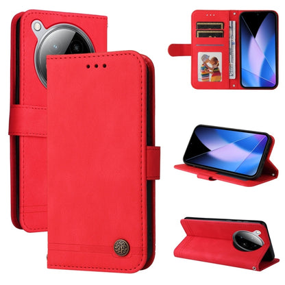 Red leather wallet phone case with metal button, card slots, magnetic flap