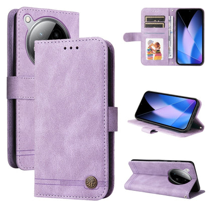 Purple leather wallet phone case with metal button, card slots, magnetic flap