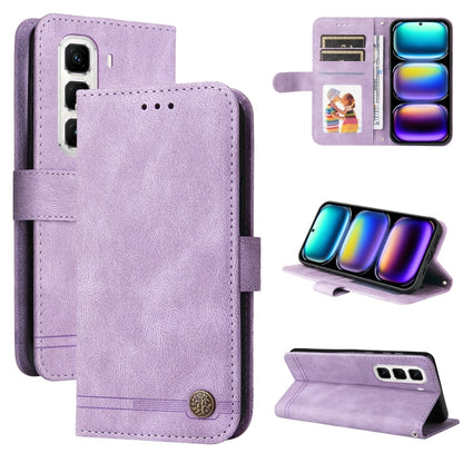 Purple leather wallet phone case with metal button, card slots and kickstand support