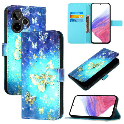 Blue flip phone wallet case with gold butterfly and butterfly-wing pattern, card slots visible
