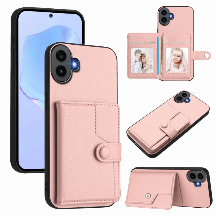 RFID anti-theft phone bag case with snap button and card slots, blush pink