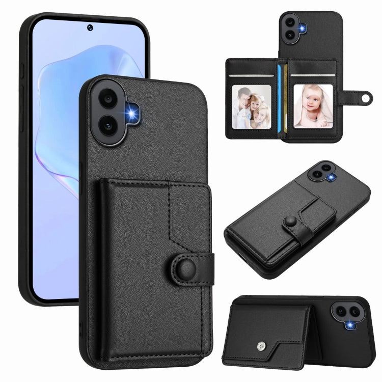 RFID anti-theft phone bag case with snap button and card slots, black