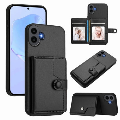 RFID anti-theft phone bag case with snap button and card slots, black