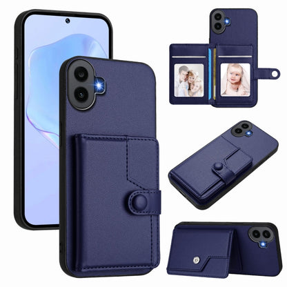 RFID anti-theft phone bag case with snap button and card slots, dark blue