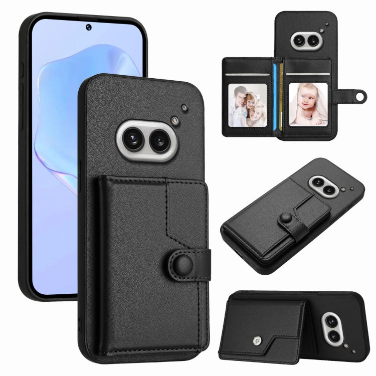 Black RFID anti-theft phone case with card slots and magnetic button closure