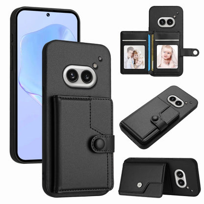 Black RFID anti-theft phone case with card slots and magnetic button closure