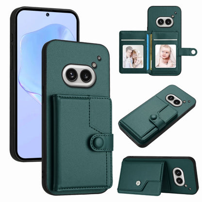 Green RFID anti-theft phone case with card slots and magnetic button closure