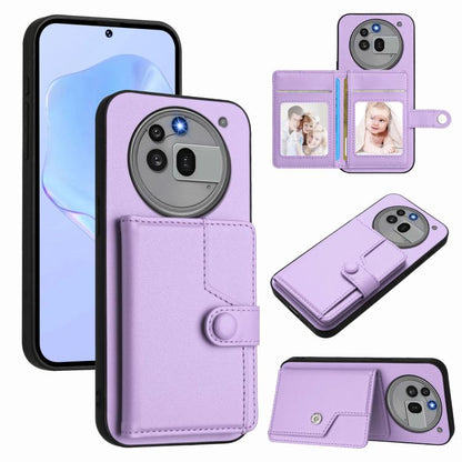 RFID anti-theft phone bag case with snap button and card slots, light purple