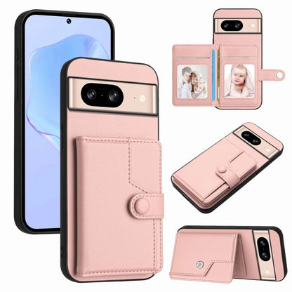 Pink RFID phone case with button strap, card holder, and wallet flip for phone