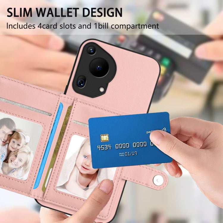 Pink phone case wallet with card slots and side button clasp