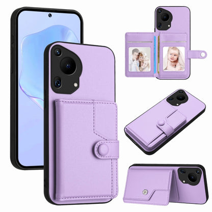RFID button card bag phone case wallet with card slots, lavender finish