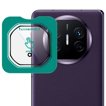Self-positioning rear camera glass lens film with circular alignment guide, clear protective cover