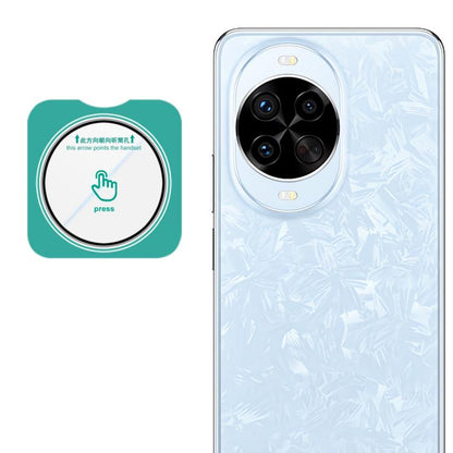 Self-positioning rear camera lens film, clear glass over phone’s light blue camera module