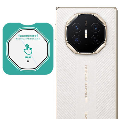 Self-positioning rear camera lens film, clear glass over phone’s gold camera module