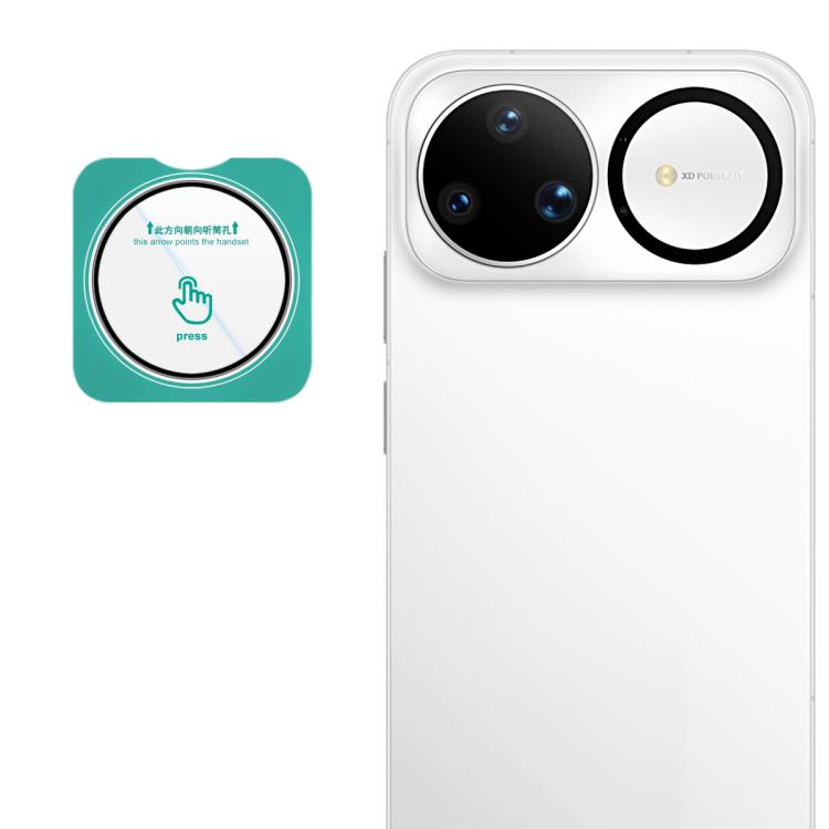 imak HD glass rear camera lens film with alignment guide over dual cameras on phone back