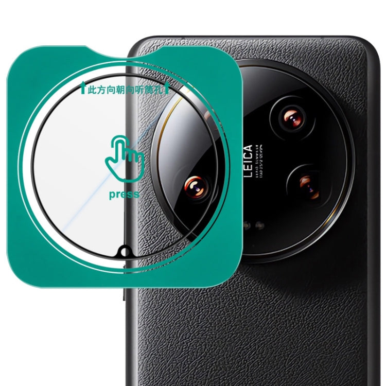 Tempered glass rear camera lens film with self-positioning guide over triple lenses